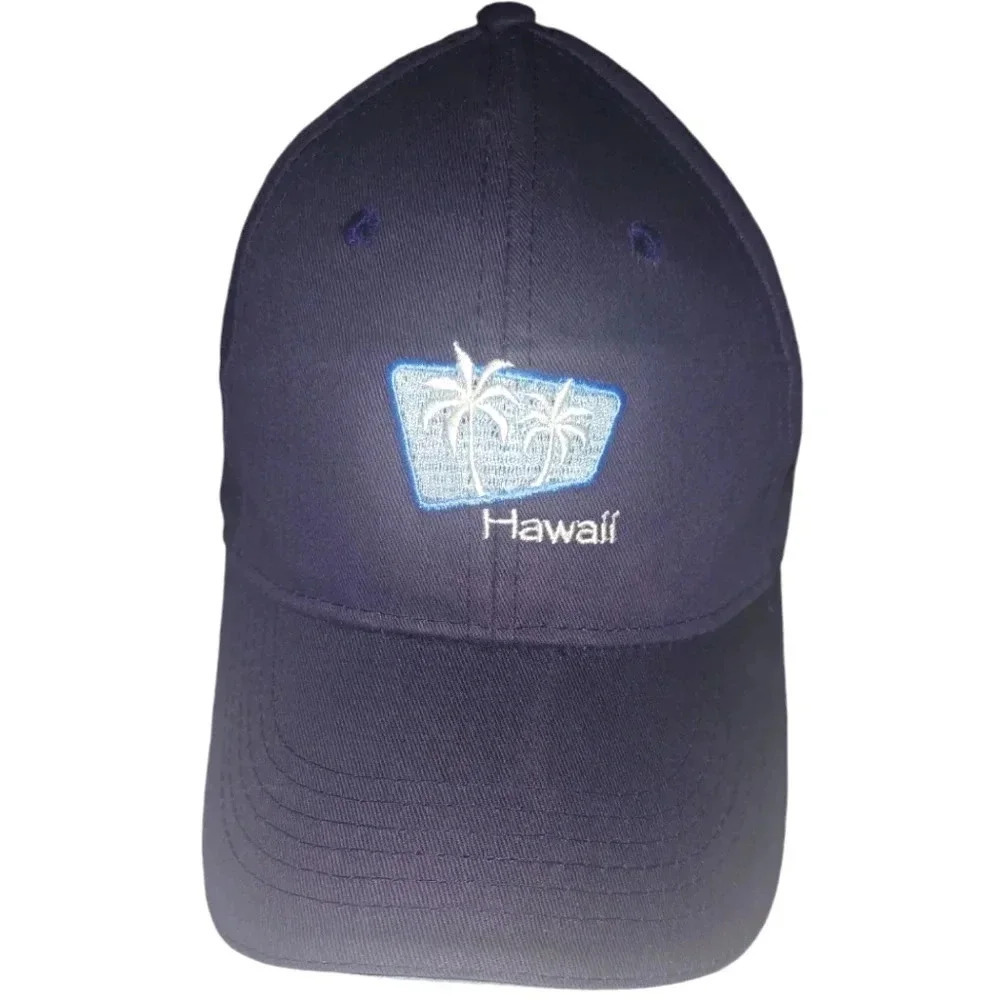 Navy Blue Embroidered Hawaii Hat Cap